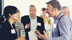 Business people networking at an event