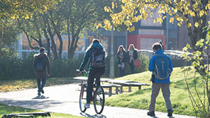 Students on pathway through Frenchay Campus