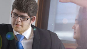 Law students taking part in a simulated trial