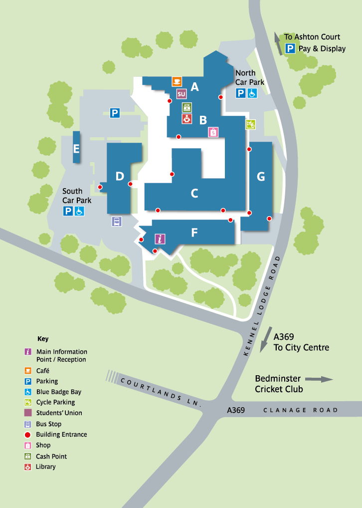 Bower Ashton Campus Map City Campus at Bower Ashton map   UWE Bristol: Campus maps and 