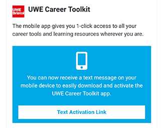 UWE Career Toolkit screen