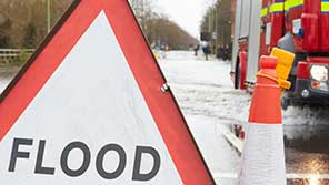 Flood sign, MSc Risk Management and Insurance, postgraduate course