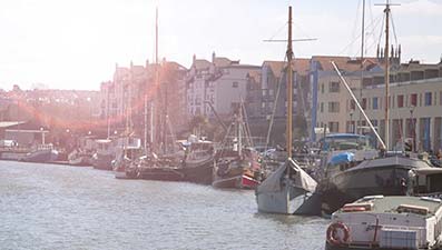 Blocks of flats overlooking the harbourside in Bristol